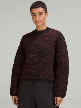 Lululemon Jacquard Multi-Texture Crew Neck Sweater – Red Merlot / Black | Merino